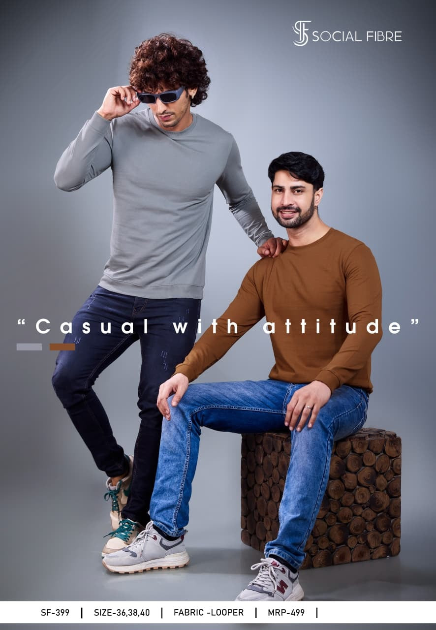 Sf 399 Social Fibre Cotton Looper Mens Tshirts Manufacturer Ahmedabad