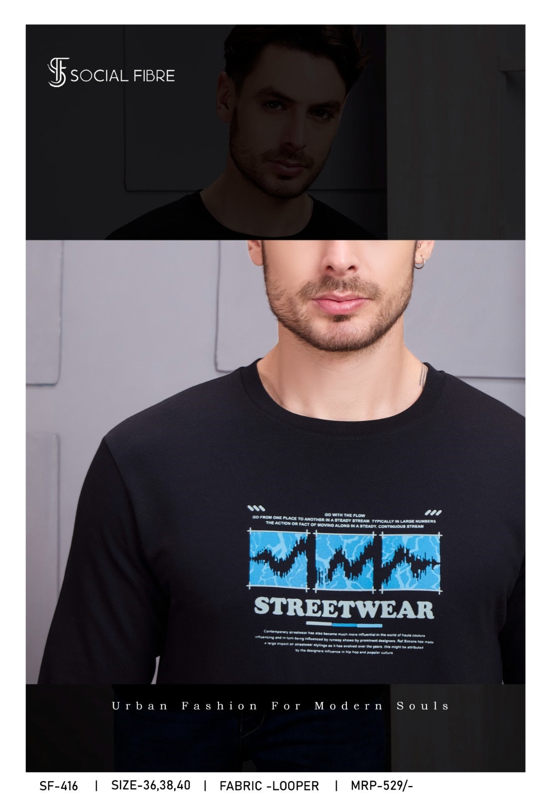 Sf 416 Social Fibre Cotton Looper Mens Tshirts Supplier Ahmedabad