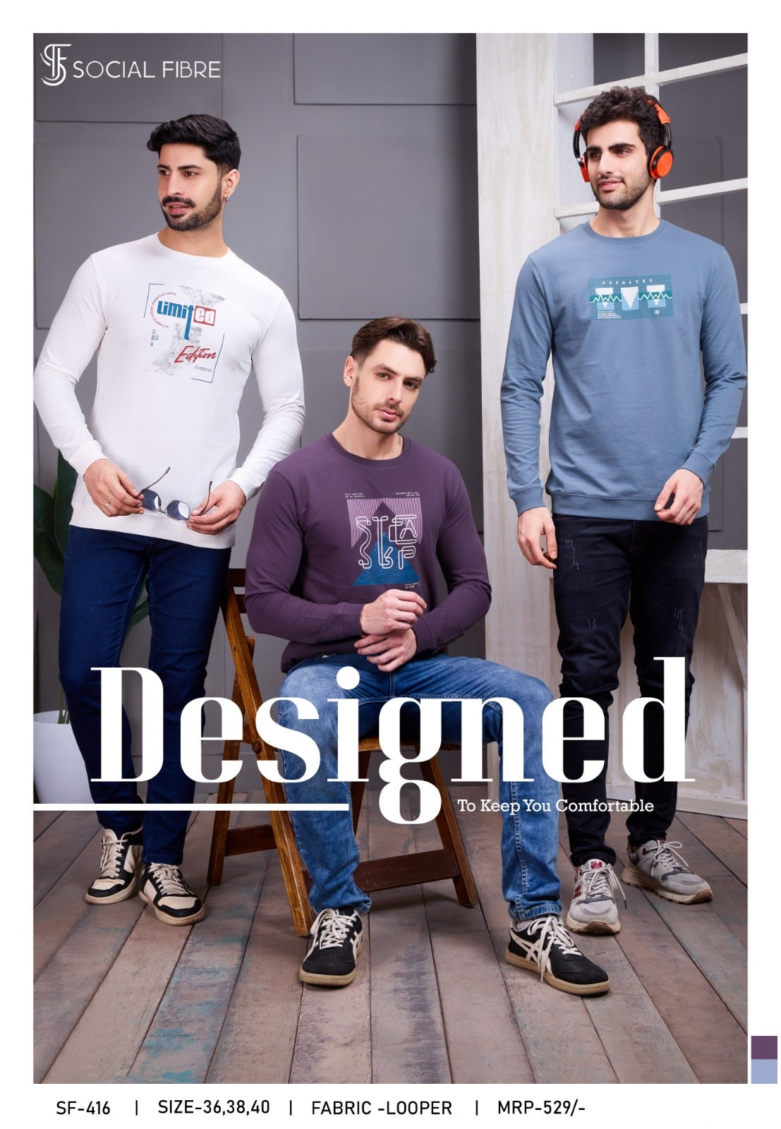 Sf 416 Social Fibre Cotton Looper Mens Tshirts Supplier Ahmedabad