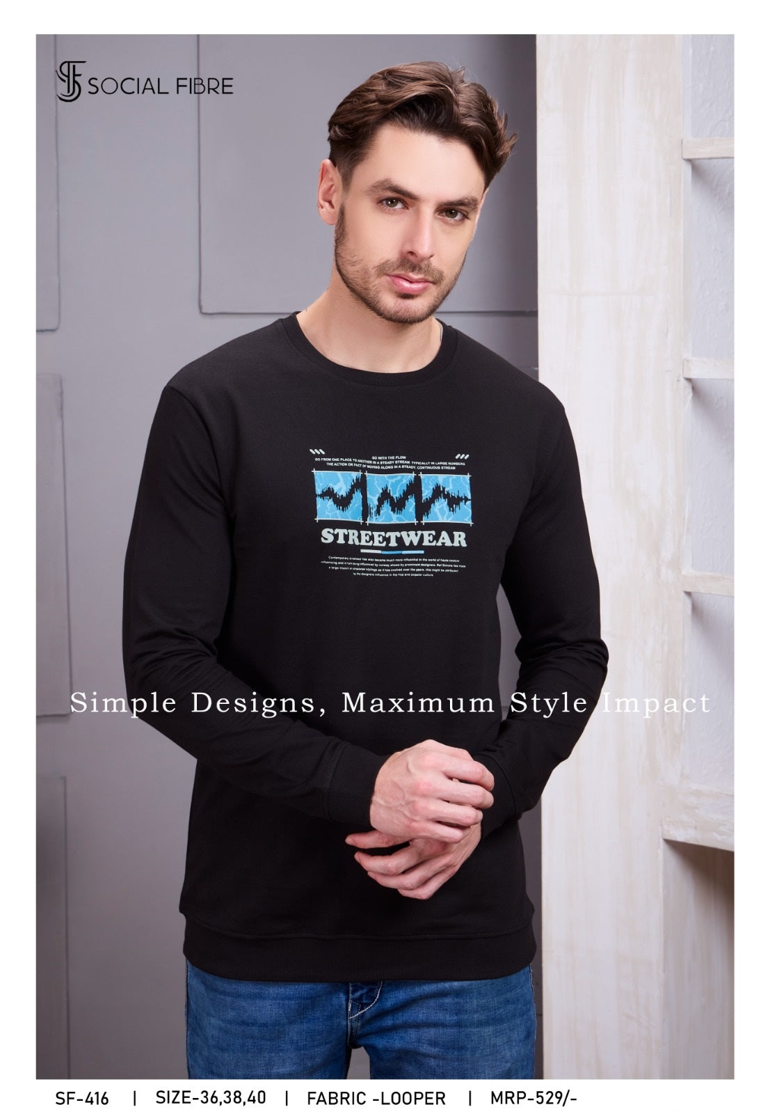 Sf 416 Social Fibre Cotton Looper Mens Tshirts Supplier Ahmedabad