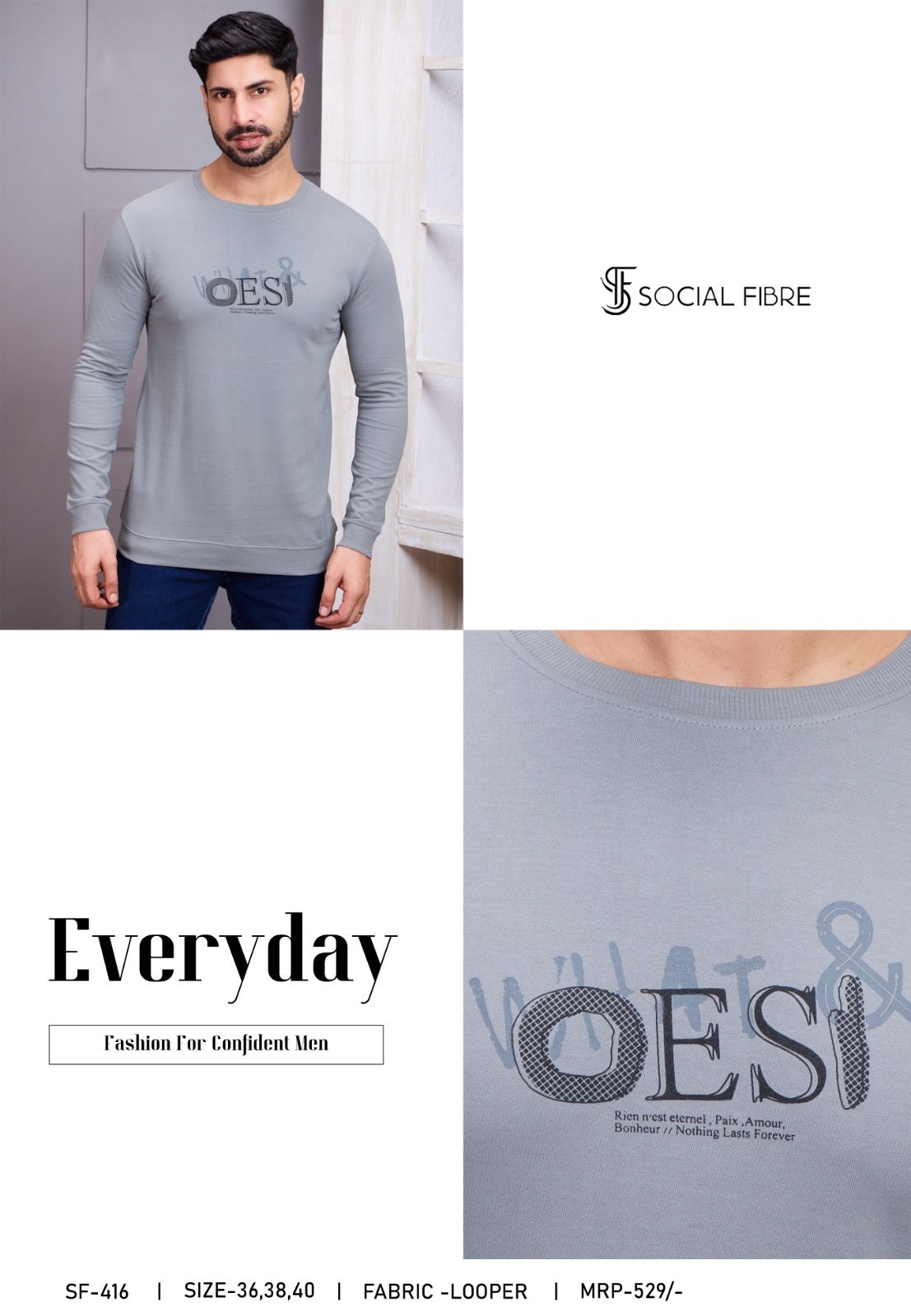 Sf 416 Social Fibre Cotton Looper Mens Tshirts Supplier Ahmedabad