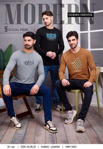 Sf 416 Social Fibre Cotton Looper Mens Tshirts Supplier Ahmedabad