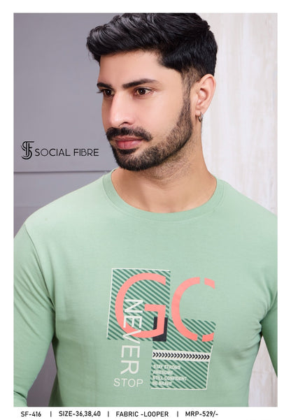 Sf 416 Social Fibre Cotton Looper Mens Tshirts Supplier Ahmedabad