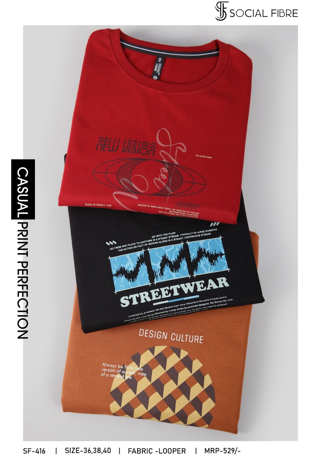 Sf 416 Social Fibre Cotton Looper Mens Tshirts Supplier Ahmedabad