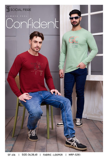 Sf 416 Social Fibre Cotton Looper Mens Tshirts Supplier Ahmedabad