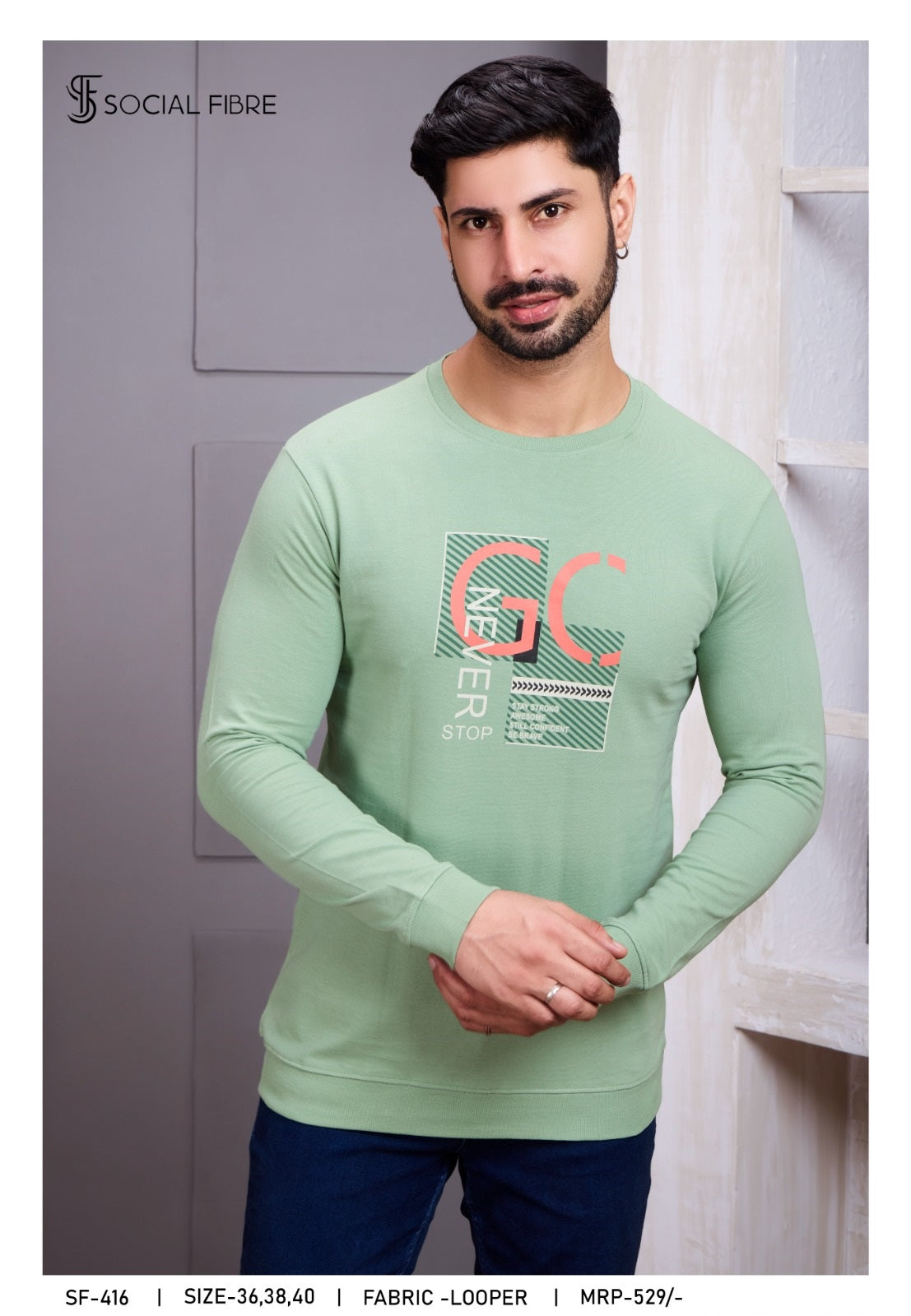 Sf 416 Social Fibre Cotton Looper Mens Tshirts Supplier Ahmedabad