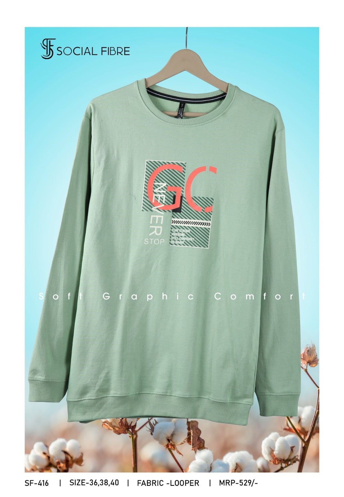 Sf 416 Social Fibre Cotton Looper Mens Tshirts Supplier Ahmedabad