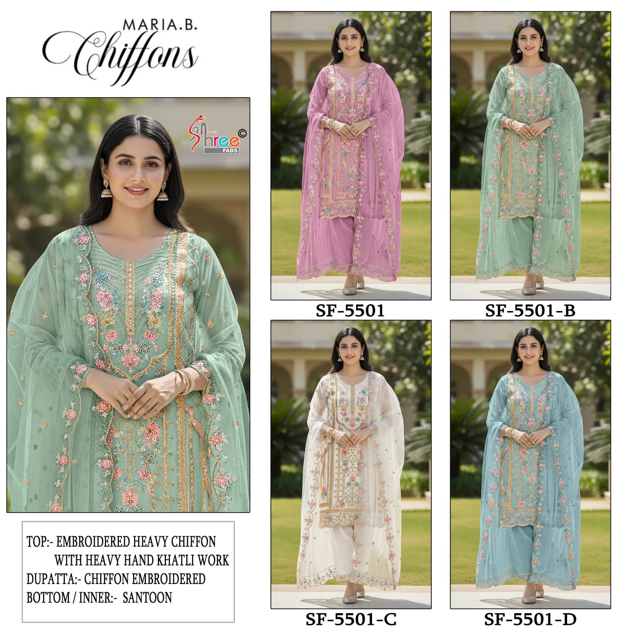 Sf 5501 Shree Fabs Chiffon Pakistani Salwar Suits Supplier
