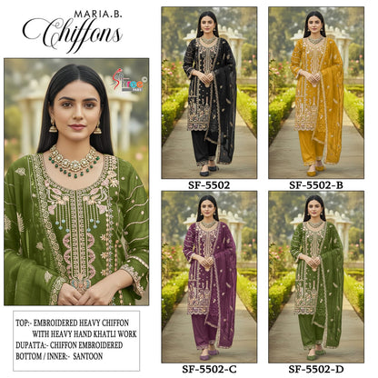 Sf 5502 Shree Fabs Chiffon Pakistani Salwar Suits Exporter
