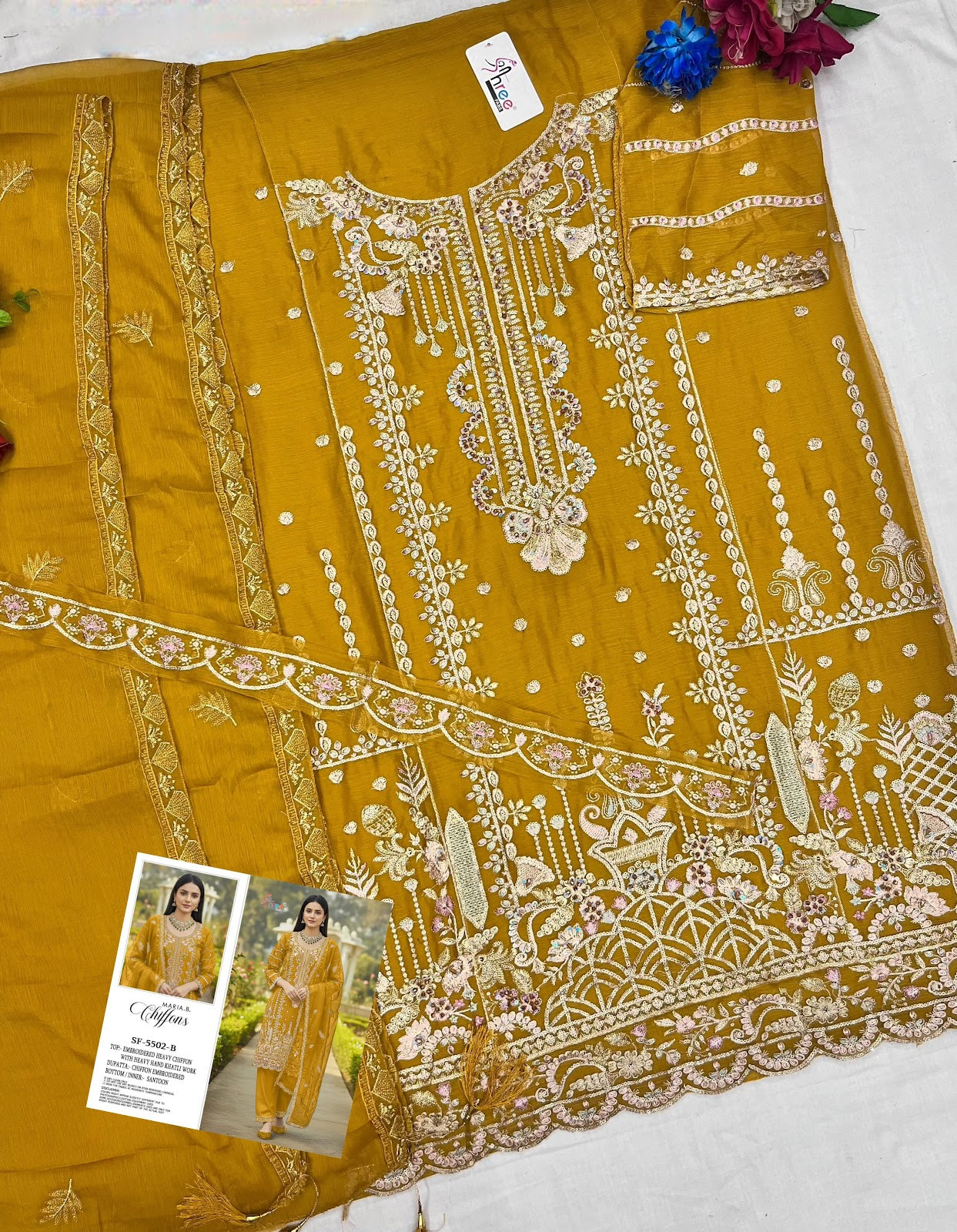 Sf 5502 Shree Fabs Chiffon Pakistani Salwar Suits Exporter