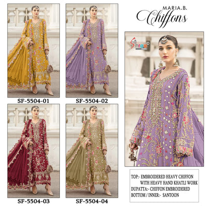 Sf 5504 01-04 Shree Fabs Chiffon Pakistani Salwar Suits Manufacturer India