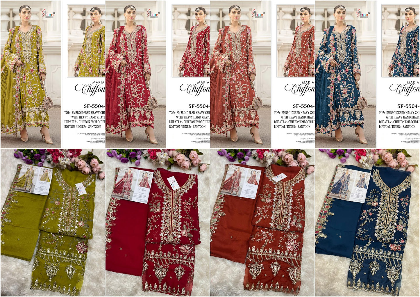 Sf 5504 Ijkl Shree Fabs Chiffon Pakistani Salwar Suits Manufacturer