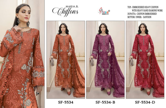 Sf 5534 Bd Shree Fabs Chiffon Pakistani Salwar Suits Wholesale Rate