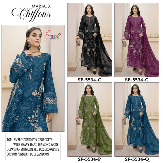Sf 5534 Cgpq Shree Fabs Chiffon Pakistani Salwar Suits Exporter Ahmedabad