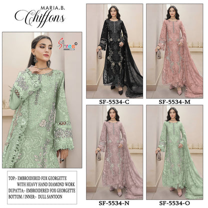 Sf 5534 Cmno Maria B Chiffons Shree Fabs Fox Georgette Pakistani Salwar Suits Wholesaler Ahmedabad