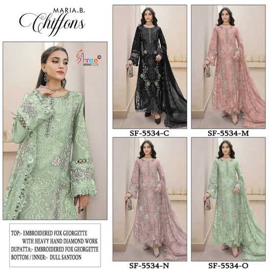 Sf 5534 Cmno Maria B Chiffons Shree Fabs Fox Georgette Pakistani Salwar Suits Wholesaler Ahmedabad