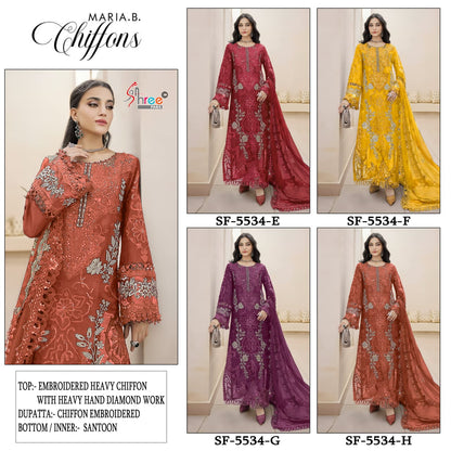 Sf 5534 Efgh Maria B Chiffons Shree Fabs Pakistani Salwar Suits Exporter India