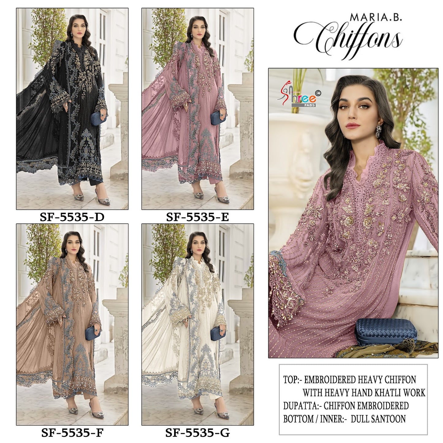 Sf 5535 D To G Shree Fabs Chiffon Pakistani Salwar Suits Wholesale Price
