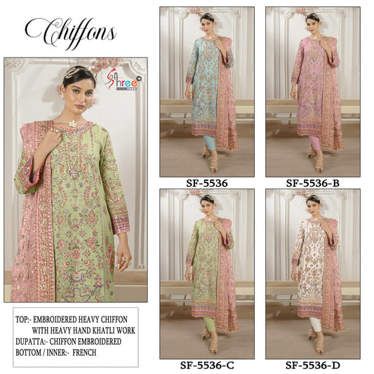 Sf 5536 Shree Fabs Chiffon Pakistani Salwar Suits Wholesaler India