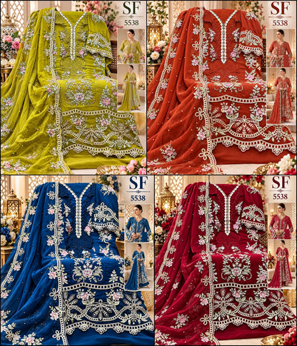 Sf 5538 01 To 04 Shree Fabs Chiffon Pakistani Salwar Suits Wholesaler