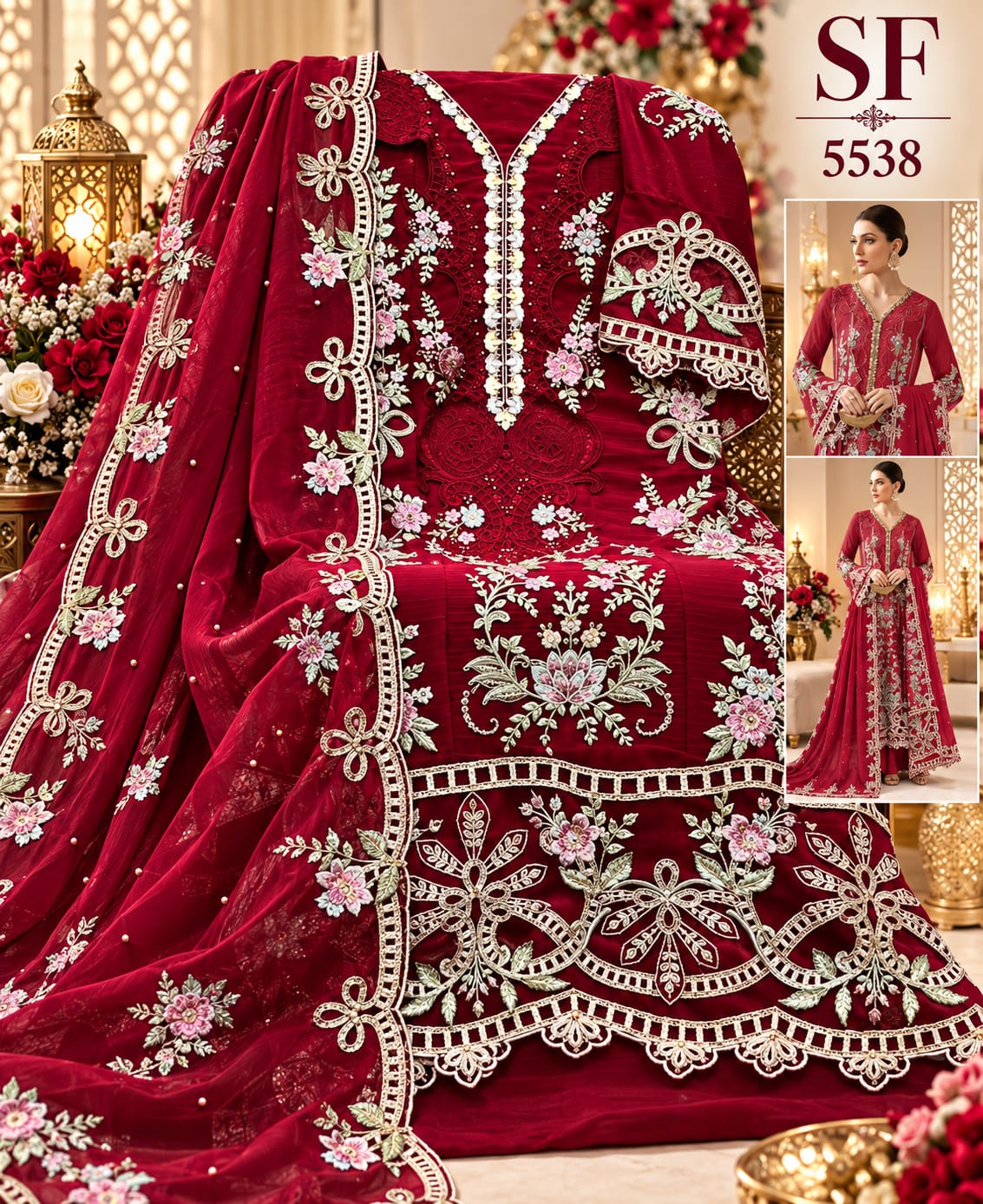 Sf 5538 01 To 04 Shree Fabs Chiffon Pakistani Salwar Suits Wholesaler