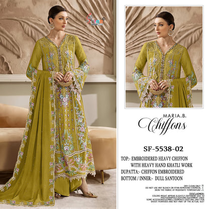 Sf 5538 01 To 04 Shree Fabs Chiffon Pakistani Salwar Suits Wholesaler