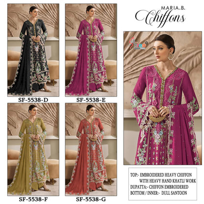 Sf 5538 D To G Maria B Chiffons Shree Fabs Pakistani Salwar Suits Manufacturer Ahmedabad