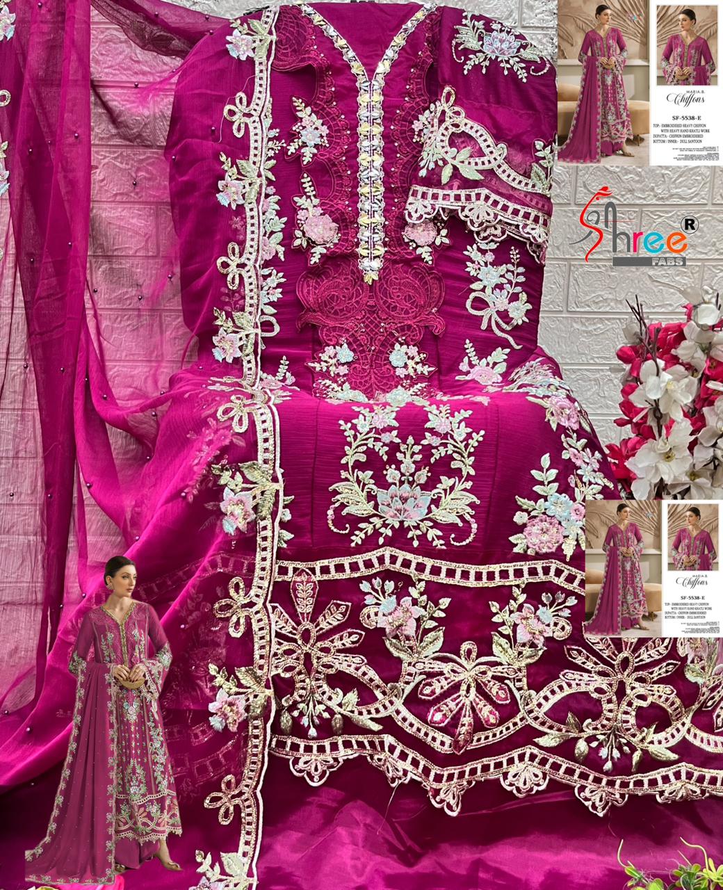 Sf 5538 D To G Maria B Chiffons Shree Fabs Pakistani Salwar Suits Manufacturer Ahmedabad