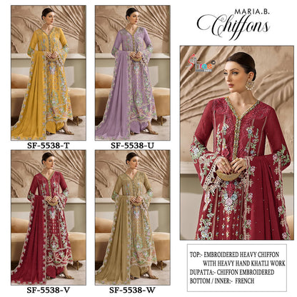 Sf 5538 Tuvw Shree Fabs Chiffon Pakistani Salwar Suits Wholesale Rate