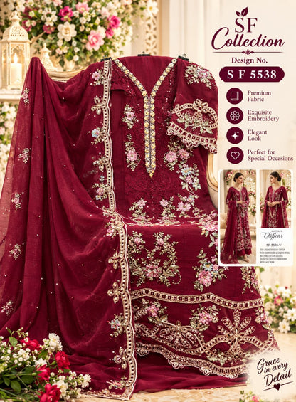 Sf 5538 Tuvw Shree Fabs Chiffon Pakistani Salwar Suits Wholesale Rate