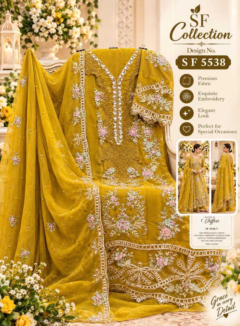 Sf 5538 Tuvw Shree Fabs Chiffon Pakistani Salwar Suits Wholesale Rate