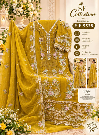 Sf 5538 Tuvw Shree Fabs Chiffon Pakistani Salwar Suits Wholesale Rate