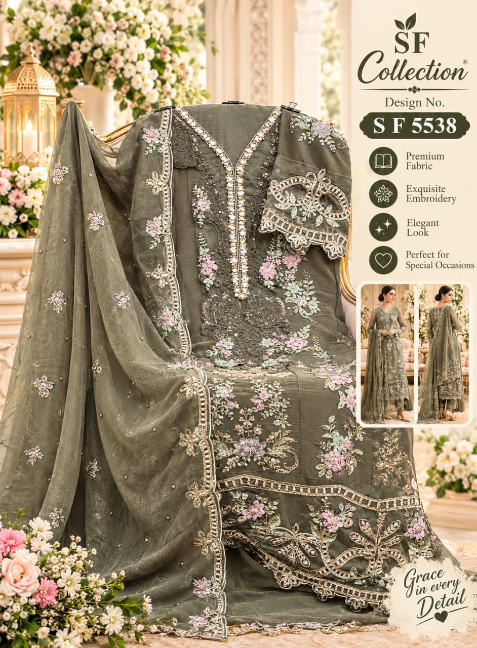 Sf 5538 Tuvw Shree Fabs Chiffon Pakistani Salwar Suits Wholesale Rate