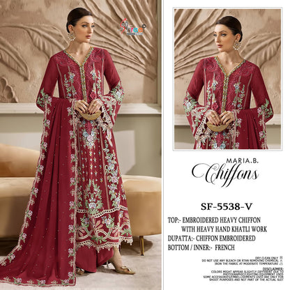 Sf 5538 Tuvw Shree Fabs Chiffon Pakistani Salwar Suits Wholesale Rate