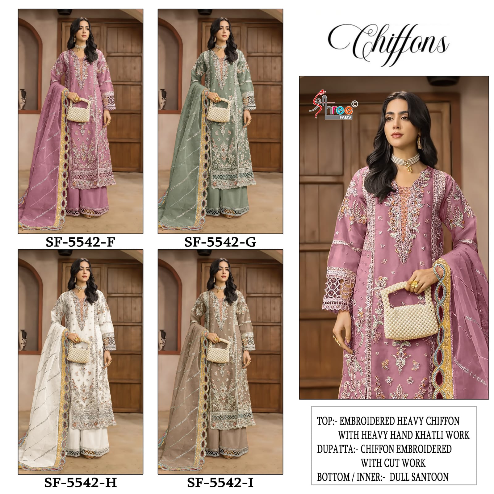 Sf 5542 Shree Fabs Chiffon Pakistani Salwar Suits Wholesaler Ahmedabad