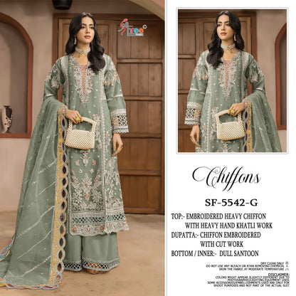Sf 5542 Shree Fabs Chiffon Pakistani Salwar Suits Wholesaler Ahmedabad