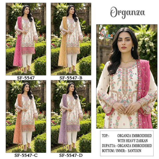 Sf 5547 Shree Fabs Organza Pakistani Salwar Suits Manufacturer Gujarat