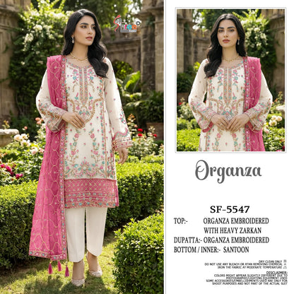 Sf 5547 Shree Fabs Organza Pakistani Salwar Suits Manufacturer Gujarat