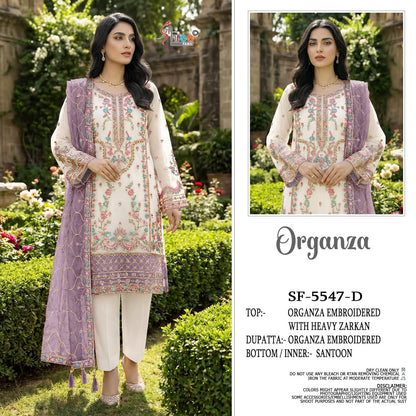 Sf 5547 Shree Fabs Organza Pakistani Salwar Suits Manufacturer Gujarat