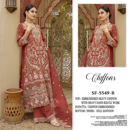 Sf 5549 Chiffons Shree Fabs Pakistani Salwar Suits Wholesaler India