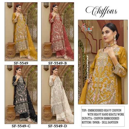 Sf 5549 Chiffons Shree Fabs Pakistani Salwar Suits Wholesaler India