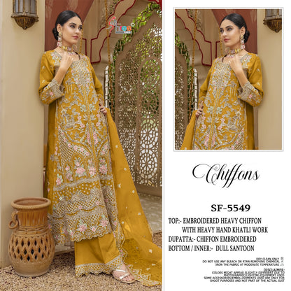 Sf 5549 Chiffons Shree Fabs Pakistani Salwar Suits Wholesaler India