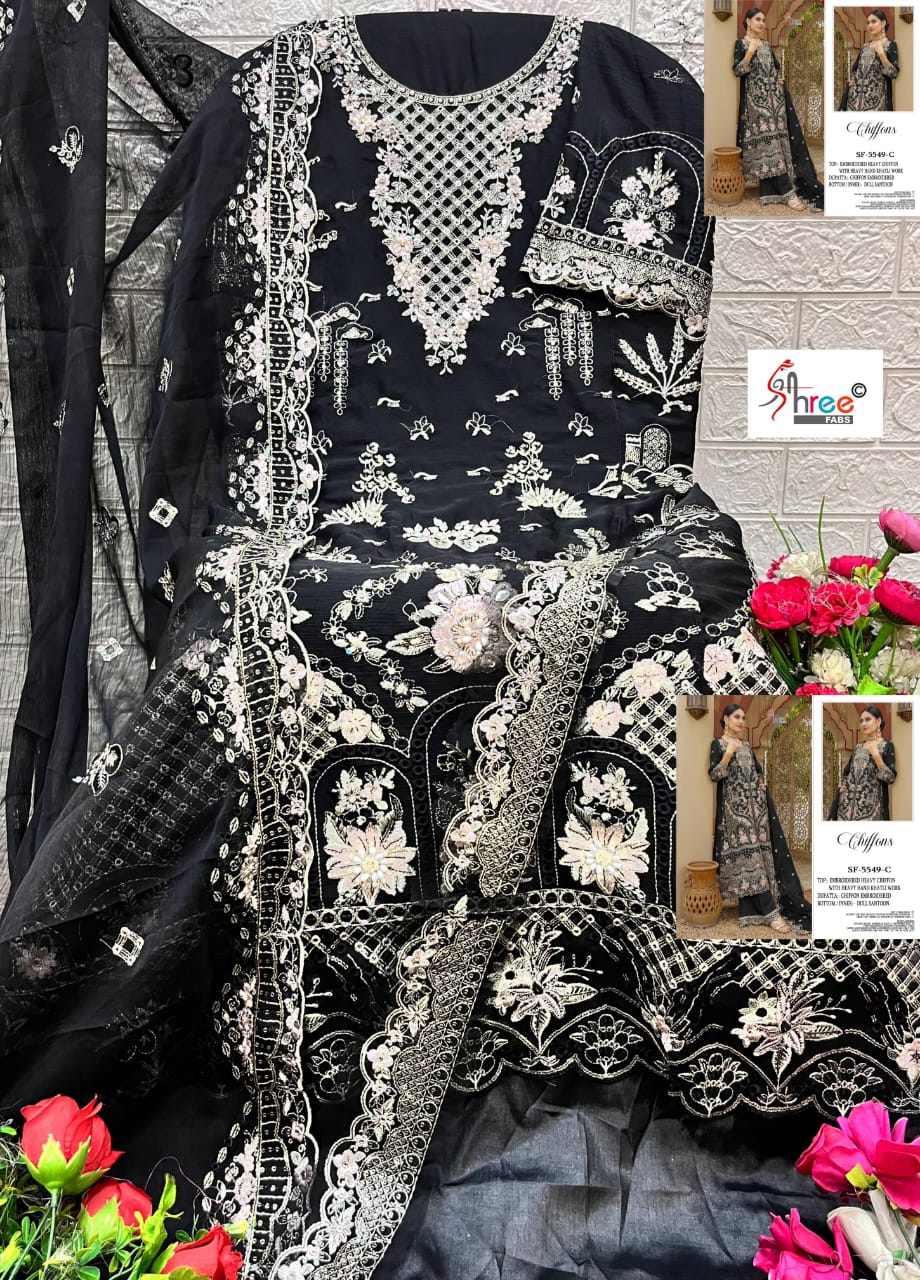 Sf 5549 Chiffons Shree Fabs Pakistani Salwar Suits Wholesaler India