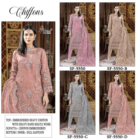 Sf 5550 Shree Fabs Chiffon Pakistani Salwar Suits Manufacturer Ahmedabad