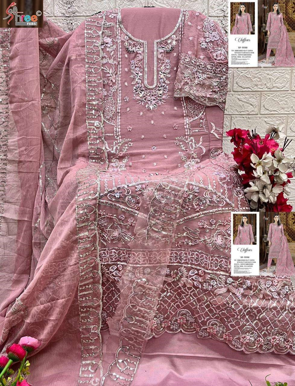Sf 5550 Shree Fabs Chiffon Pakistani Salwar Suits Manufacturer Ahmedabad
