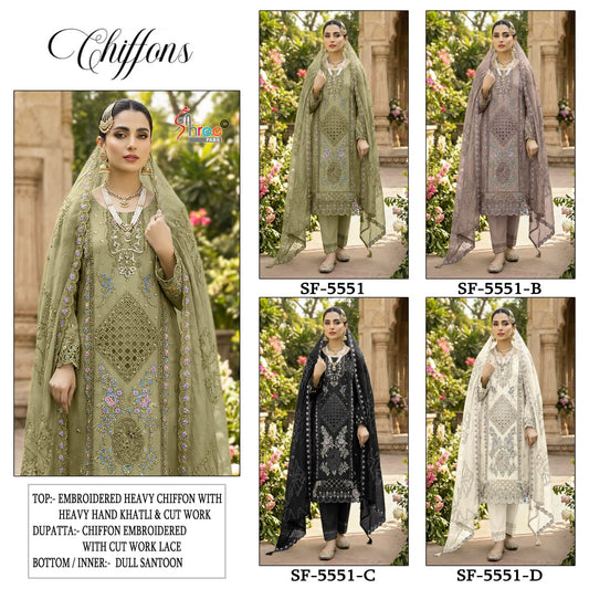 Sf 5551 Shree Fabs Chiffon Pakistani Salwar Suits Supplier India