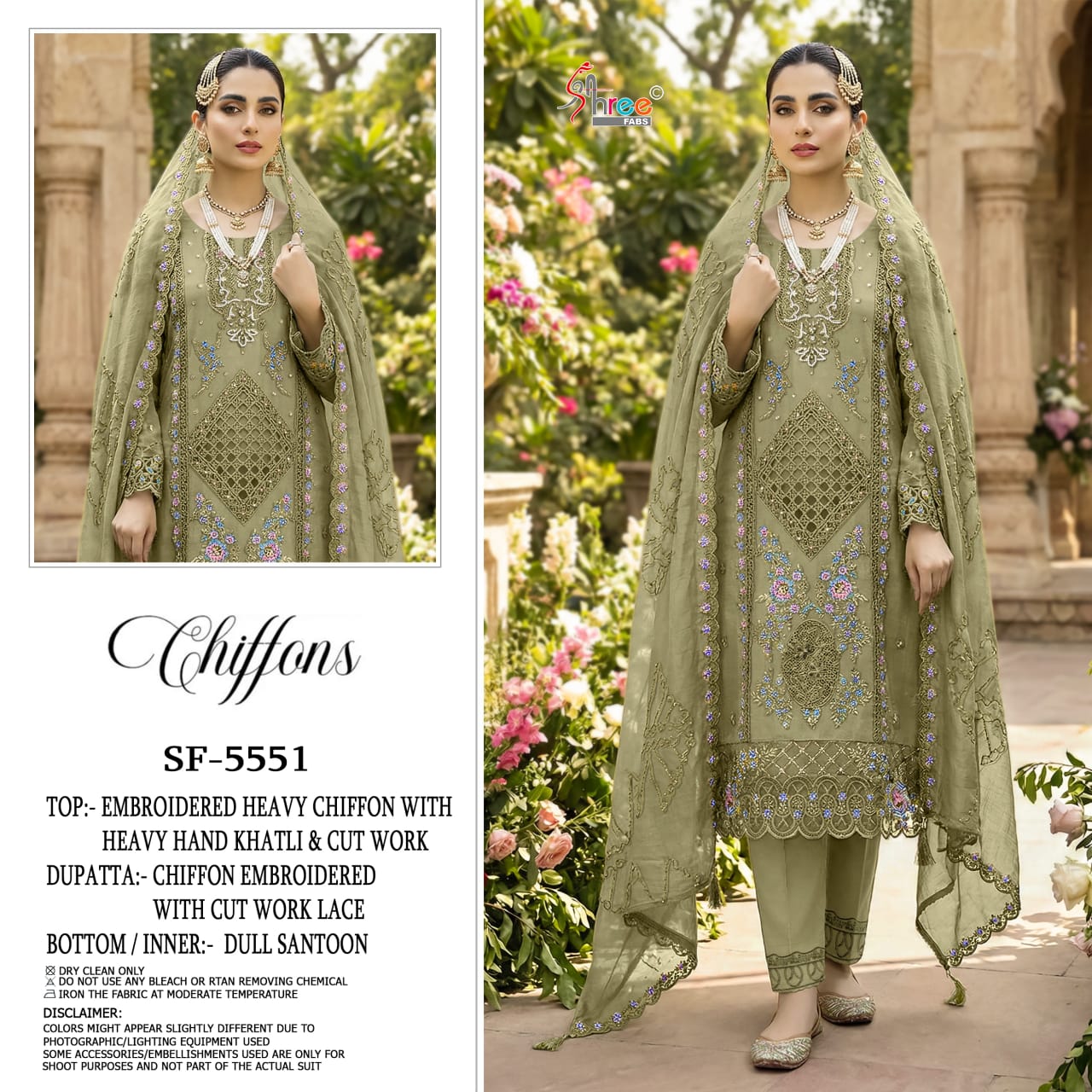 Sf 5551 Shree Fabs Chiffon Pakistani Salwar Suits Supplier India