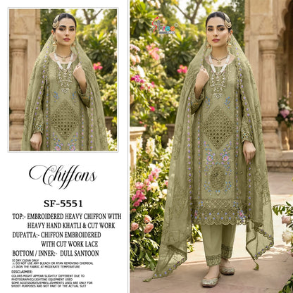 Sf 5551 Shree Fabs Chiffon Pakistani Salwar Suits Supplier India