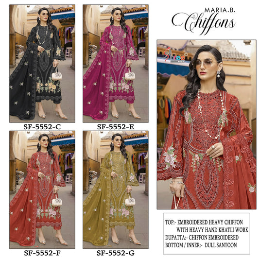 Sf 5552 Shree Fabs Chiffon Pakistani Salwar Suits Supplier Gujarat