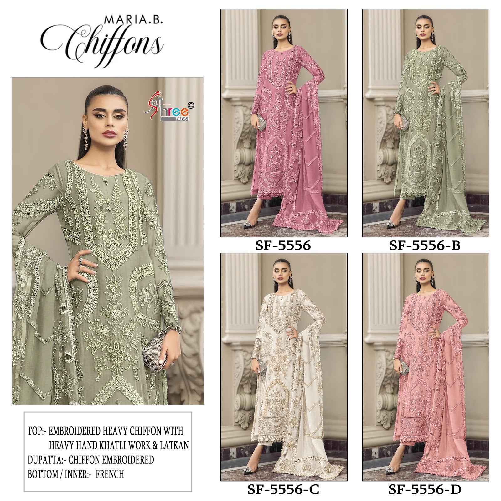 Sf 5556 Shree Fabs Chiffon Pakistani Salwar Suits Manufacturer